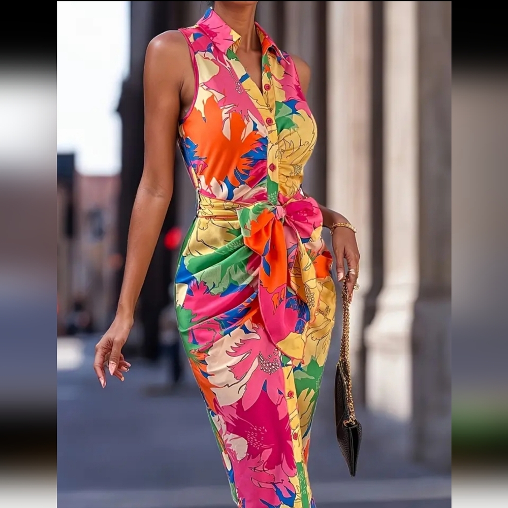 Floral Multicolor Sleeveless Dress